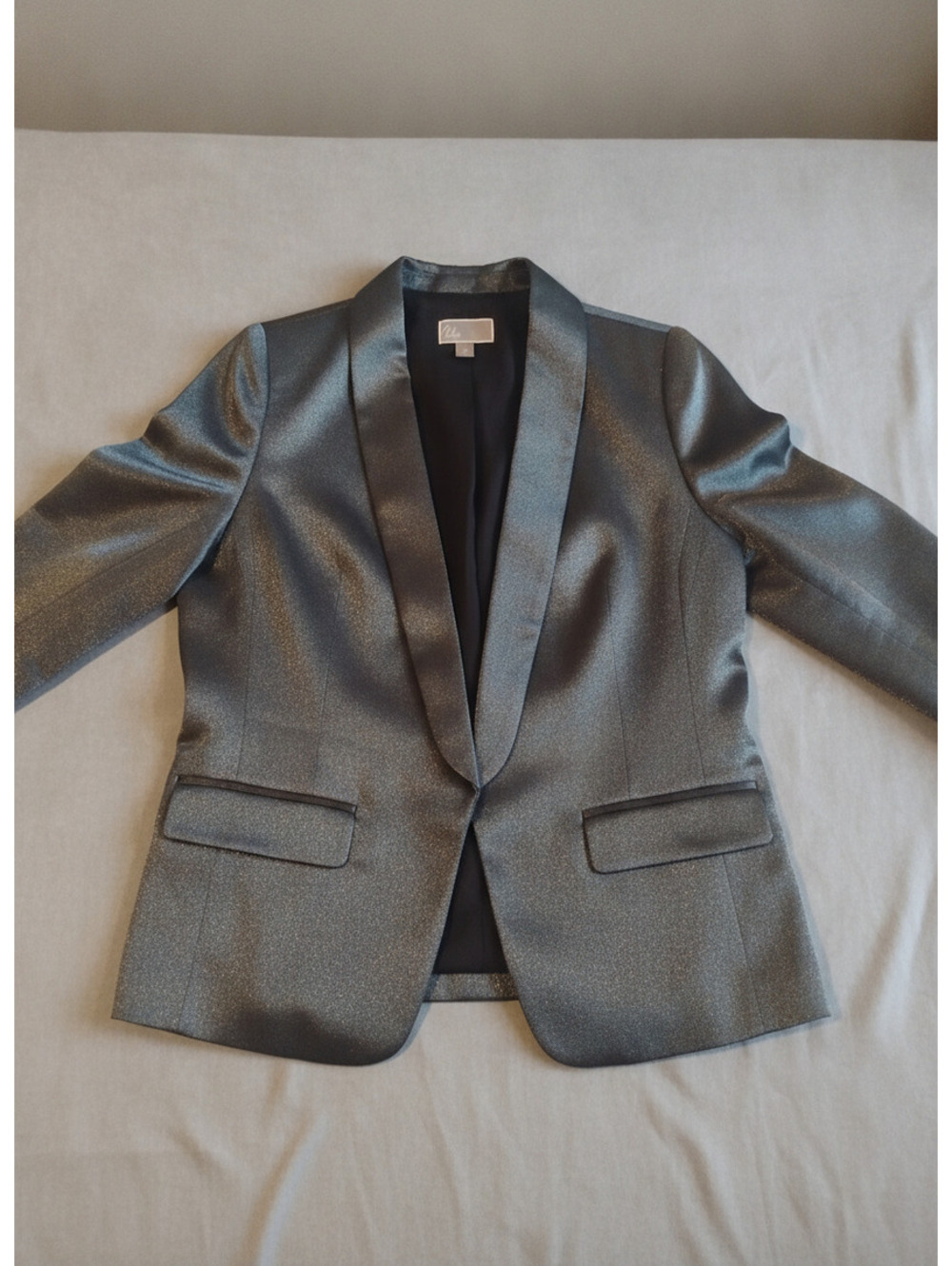 Chelsea 28 Metallic Charcoal Gray Shawl Collar Blazer Size Medium